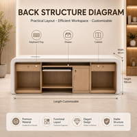 Bureau d'accueil moderne et luxueux avec LED incurvées, en bois blanc minimaliste, pour entreprise ou hôtel