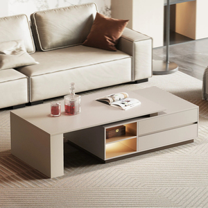 Mesa de Centro Extensible con Luces LED con Sensor y Cajones de Almacenamiento, Diseño Moderno, Directo de Fábrica BSCI - Product Image 1