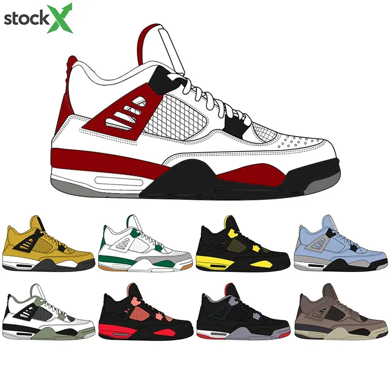 In Stock X 2023 Newest High Og Quality Aj 4 Retro Red Cement Basketball Shoes Sneakers
