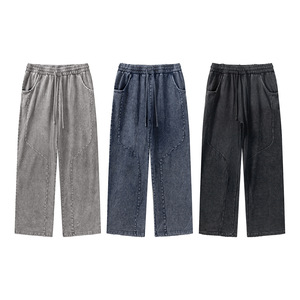 <span class=keywords><strong>Pantaloni</strong></span> sportivi da <span class=keywords><strong>uomo</strong></span>, <span class=keywords><strong>pantaloni</strong></span> larghi Casual retrò lavati a gamba dritta da <span class=keywords><strong>uomo</strong></span> - Product Image 3