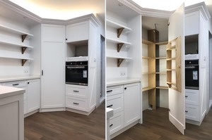 Gabinete de cocina de esquina de cafetería CBMmart con almacenamiento de despensa, gabinetes de cocina blancos y mate de estilo moderno clásico para uso en apartamentos - Product Image 3