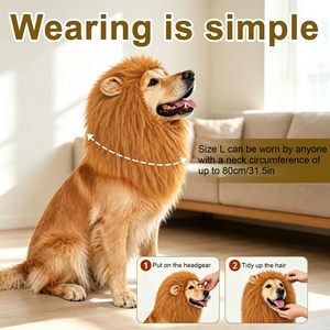 <span class=keywords><strong>Costume</strong></span> da leone con criniera e coda, parrucca pelosa per cosplay di Halloween, vestito per travestimenti per cani e gatti di taglia media e grande, all'ingrosso - Product Image 4