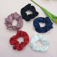 Grand chouchou très élastique fait main, couleur unie, en satin imitation cuir, très populaire, pour chignon féerique