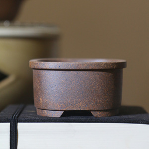 Petit pot à fleurs en argile violette, coins arrondis, mini pot à bonsaï, transformé au four à bois, style rétro - Product Image 3