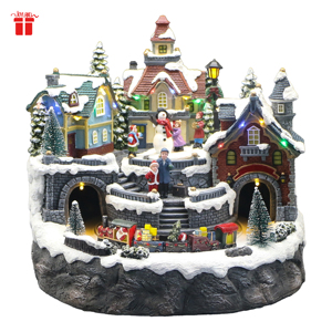 <span class=keywords><strong>Villaggio</strong></span> Natalizio con Luce LED e Trenino in Movimento, Artigianato in Resina, Ornamento per Albero di Natale per Decorazioni Festive - Product Image 1