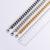 Chaîne cubaine en acier inoxydable poli anti-ternissement plaqué or 18 carats, collier gourmette Miami pour homme
