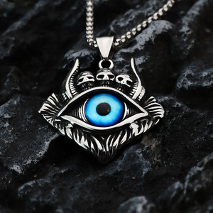 Collar con colgante de ojo turco de acero inoxidable Yunnique para hombre, amuleto geométrico, regalo de joyería - Product Image 3