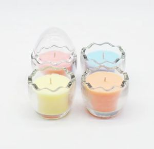 Forma de huevo Lindas velas de soja Perfumadas Lujo Etiqueta privada Portavelas Buding Glass Candle Cup - Product Image 4