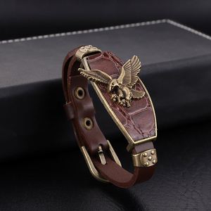 Men's Stylish Viking <b>Leather</b> Wrap <b>Bracelets</b> Rock Punk Eagle Charm Male Wrist Jewelry Length Adjustable <b>Bracelet</b> - Product Image 2