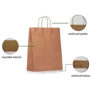 Bolsas de Papel Kraft con Asas Retorcidas para Regalos Navideños, Multiusos, Aptas para Cualquier Ocasión, Resistentes, de Gran Capacidad, Bolsas de Papel para Compras - Product Image 5
