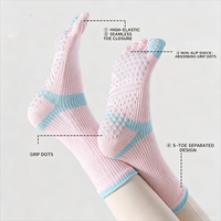 Chaussettes de Pilates à cinq doigts antidérapantes pour femme, en coton et élasthanne, longues, pour le Reformer, le ballet, la barre et le studio