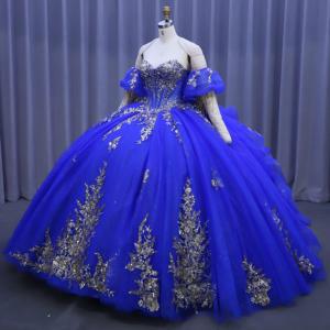 Abito <span class=keywords><strong>da</strong></span> <span class=keywords><strong>ballo</strong></span> di lusso blu reale per Quinceañera, vestito <span class=keywords><strong>da</strong></span> sera perfetto per ragazze di 16 anni, stile festa, lungo fino al pavimento, con applicazioni naturali - Product Image 2