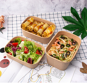 Tazón de Papel Desechable Cuadrado de Grado Alimenticio a Precio de Mayoreo, Contenedor de Alimentos para Almuerzo Rápido con Tapa - Product Image 2