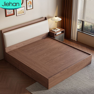 Nuovo stile di moda Up-holdered letto con comodini speciali prezzo all'ingrosso personalizzato noce king Size pavimento letto matrimoniale per bambini - Product Image 1