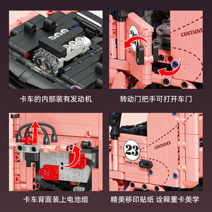 JIESTAR Pink Pig Container Truck Building Blocks for Cargo Trailer Head Model JJ3224 ABS Plastic 1:8 Scale Collector Set - Product Image 4