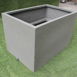 Classic Grey <b>Rectangular</b> Flower <b>Pot</b> Dotted Texture Outdoor Floor Garden Planter Minimalist Style Durable Lightweight Fiberglass - Product Image 1