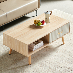 2026 Hot Sale <b>Rectangle</b> <b>Coffee</b> <b>Table</b> with Solid Wood Legs Sliding Drawer Storage Modern Easy to Clean Living Room Woodiness - Product Image 2