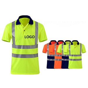 Construction Breathable Bird-eye Knit Fabric Material Security Reflective <b>Polo</b> Shirts High Visibility Hi Vis Work Safety T-Shirt - Product Image 1