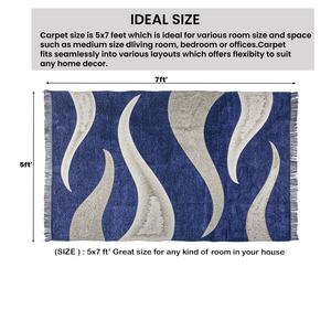 Tapis en chenille géométrique de designer 5x7 pieds pour le sol dans le salon, la chambre et le hall Style de la maison Taille 150x210 cm - Product Image 2