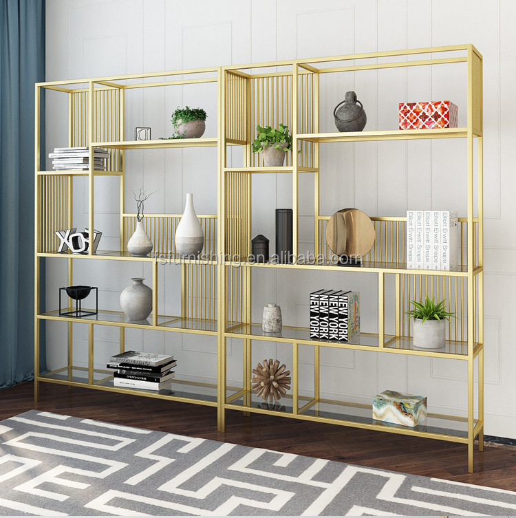 Золотая книжная полка из нержавеющей стали, стеллажи для пола, металлическое креативное украшение, постмодерн, стеллажи для книжных шкафов