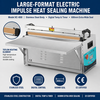 Machine de scellage thermique électrique automatique Xicang XC-600 en acier inoxydable, scelleuse à bande continue, usage commercial et domestique, pour aliments et produits chimiques