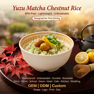 จานชามเมลามีนสีมัสตาร์ดคลาสสิกแบบสองสี OEM ODM ขนาด 4.5 นิ้ว ทรงกลม สำหรับใส่ผลไม้ เบอร์รี่ เหมาะสำหรับงานแต่งงาน งานเลี้ยง โต๊ะของหวาน - Product Image 1