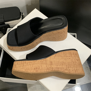 Sandales d'été 2025 en bois blanc pour l'extérieur, à talon haut, avec semelle épaisse, tendance mode, antidérapantes - Product Image 5