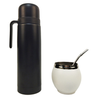 NOUVEAU fabricant usine ODM OEM ensemble de Yerba mate en acier inoxydable bouteille thermique et ensemble de gourde isolée