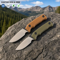Couteau de chasse à lame fixe, acier inoxydable, manche G10, couteau portable pour le camping et la pêche, vente en gros OEM, personnalisable T0002