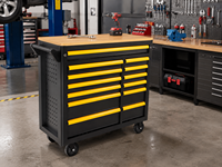 Chariot d'atelier en acier laminé à froid à 13 tiroirs avec revêtement en poudre pour garage et atelier