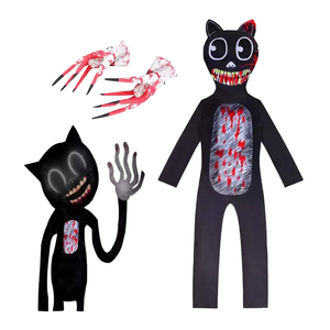 Grosir kostum Anime uniseks sirene kepala permainan untuk anak-anak putih kucing hitam baju Halloween gaya kartun setelan poliester - Product Image 2