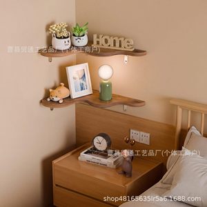 Wooden <b>Wall</b> <b>Mounted</b> <b>Shelves</b> Brown Rectangle Durable Storage Display For Living Room Bedroom - Product Image 5