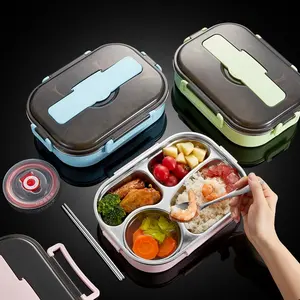 Leakproof Hot Sale Stainless Steel Four Grid Customizable Steel-Plastic Lunch  Box - China Food Container and Stainless Steel Lunch Box price