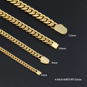 Round Clasp Miami Curb Cuban Chain Jewelry Stainless Steel <b>Men's</b> Gold Plated Cuban Link Chain <b>Necklace</b> - Product Image 3
