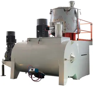 Máquina de plástico do misturador, máquina de plástico de alta velocidade do pvc do pó granéis misturador horizontal da unidade da misturadora
