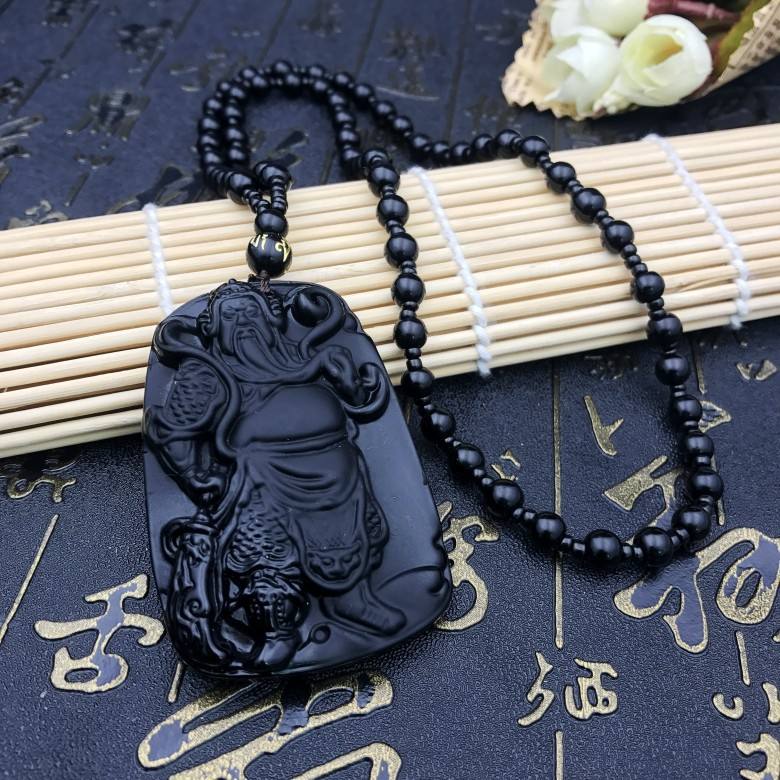 สร้อยคอลูกปัดกลมสีดำ-กวนอู