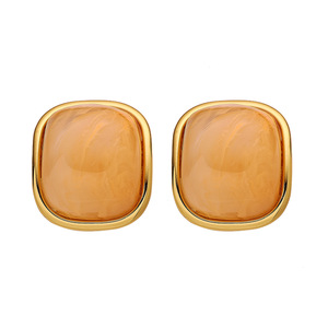 Pendientes de gota de agua de aro cuadrado de resina plástica teñida de colores estéticos INS clásicos chapados en oro de 18 quilates para amantes del estilo europeo americano - Product Image 5