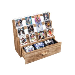 Wooden Sports Card Display Rack 4 Layers <b>Desktop</b> Storage For Football Basketball Cards Collection Stand - Product Image 5