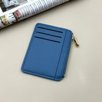 Dompet Kartu Kredit Tipis Kulit PU dengan Resleting Samping dan Kantong Koin, Multi Slot, untuk Pria Wanita, Perjalanan dan Bisnis