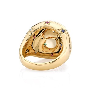 Bague cocktail étoile en zirconium arc-en-ciel de style hip-hop punk de Dubaï pour les fêtes - Product Image 5