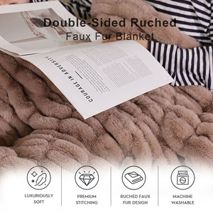 Couverture en fausse fourrure, haute capacité de rétention de chaleur, coutures de qualité supérieure, taille king, couverture en fausse fourrure de luxe - Product Image 2
