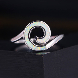 Đẹp 925 Sterling Silver Bạc Sóng Opal Vòng Đại Dương Bãi Biển Phòng Thí Nghiệm Tạo Ra Màu Xanh Opal.Handmade Đồ Trang Sức - Product Image 4