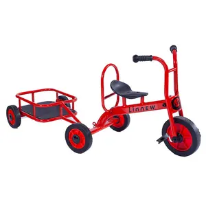 New latest design 12 inch kindergarten 3 wheels two seat tricycles cheaper kid tricycle with back seat twins children trike