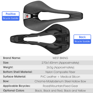 Asiento de Bicicleta WEST BIKING, Rieles para Bicicleta de Carretera, Sillín de Bicicleta de Montaña, Cuero PU Suave, Asiento de Bicicleta de Carretera <span class=keywords><strong>MTB</strong></span> - Product Image 5