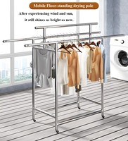 Porte-manteau télescopique en acier inoxydable pour balcon et chambre, minimaliste, mobile et pliable, également séchoir à linge