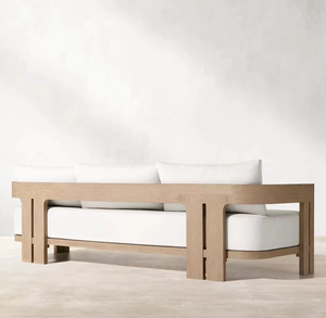 Ensemble Canapé de <span class=keywords><strong>Jardin</strong></span> Moderne en Bois de <span class=keywords><strong>Teck</strong></span> Massif, Mobilier d'Extérieur Étanche et Anti-UV pour Hôtels - Product Image 4