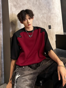 Nueva <span class=keywords><strong>Camiseta</strong></span> de Verano de <span class=keywords><strong>Manga</strong></span> <span class=keywords><strong>Corta</strong></span> Raglán de Gran Gramaje con Diseño Único y Hombros Caídos. - Product Image 2