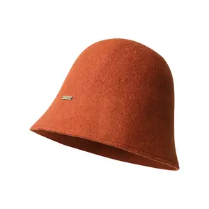 Topi Bucket rambut domba wanita, topi rajut termal mewah modis musim gugur dan musim dingin, jaket luar ruangan 2023