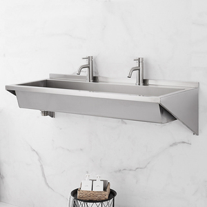 Évier mural long en acier inoxydable 304, lavabo commercial multi-utilisateurs pour cantine scolaire, hôpital, projet d'usine - Product Image 5