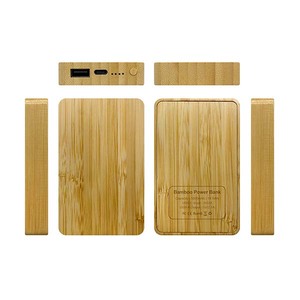 Banque d'alimentation en bambou écologique 5000 mAh, portable, avec indicateur LED, grande surface d'impression de logo, USB 10W - Product Image 5